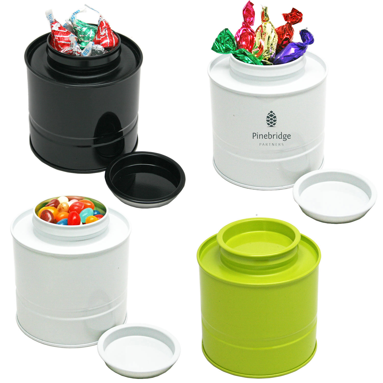 small round storage tins